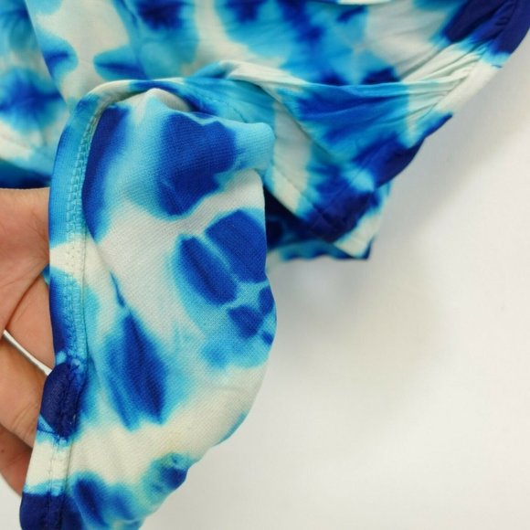 COLE Women's High Cut Leg One Piece Swimsuit Blue 6 Strappy Stretch Tie Dye - Picture 8 of 13